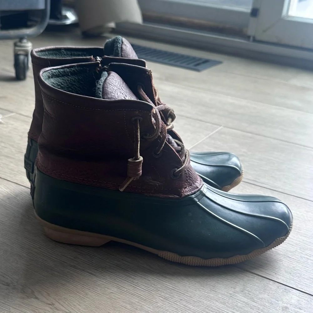 Sperry Top-Sider Waterproof Duck Boots Women’s 7 Brown Green‎ Lace Up